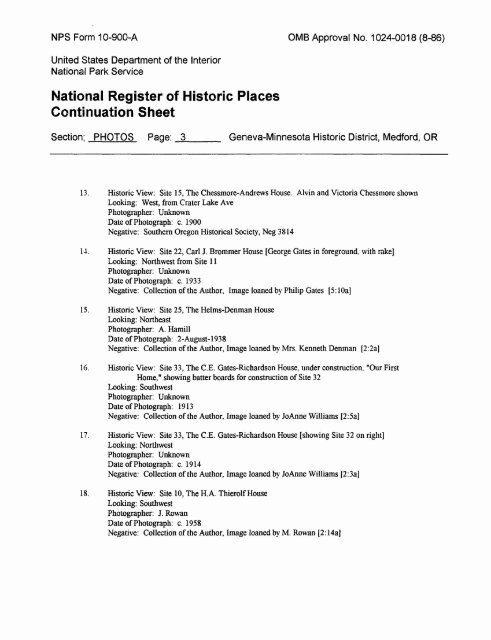 National Register of Historic Places Continuation Sheet