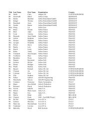 Participants list - Vivace