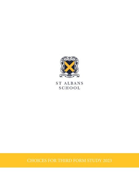 Third Form Choices Booklet 2023
