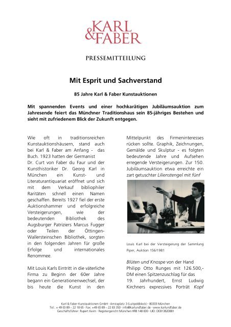 Mit Esprit Und Sachverstand Karl Faber
