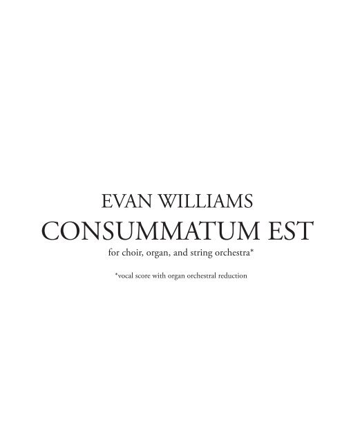 Consummatum est - Vocal Score