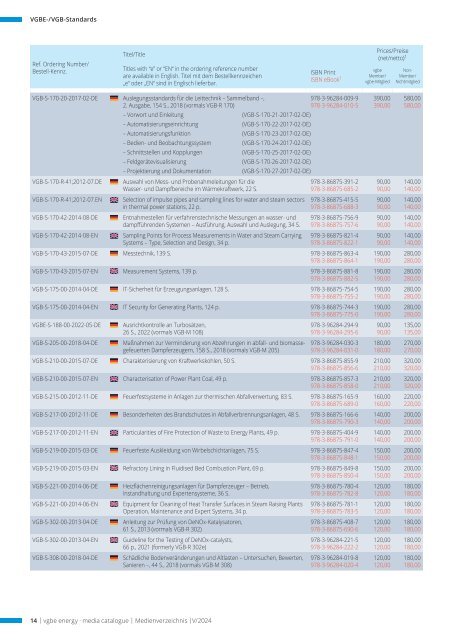 VGBE Media-Catalogue / Medienverzeichnis 2024-I (January 2024)