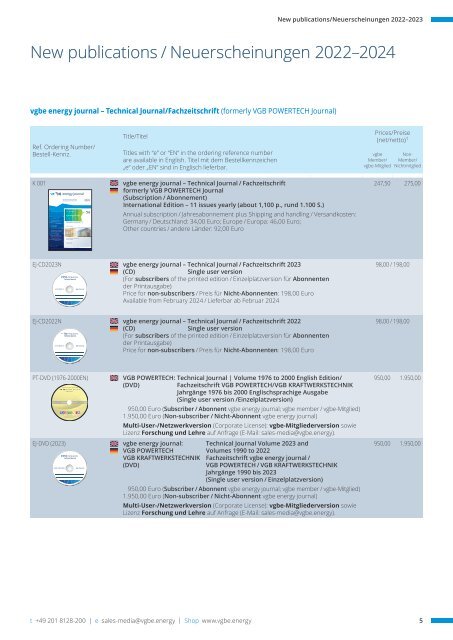 VGBE Media-Catalogue / Medienverzeichnis 2024-I (January 2024)