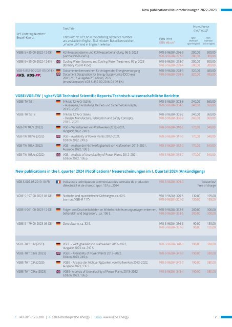 VGBE Media-Catalogue / Medienverzeichnis 2024-I (January 2024)