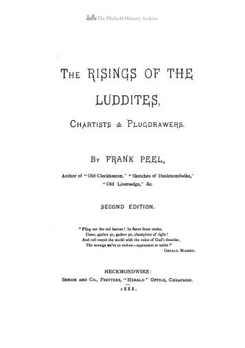 The Risings of the Luddites, Chartists & Plugdrawers - Mirfield - A ...