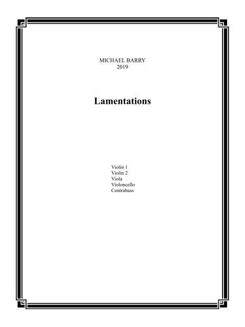 Lamentations 2.0 (For Score) - Full Score