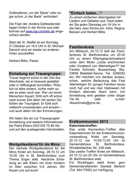 Pfarrnachrichten Oktober 2012 - Pastoralverbund Bielefeld-Süd