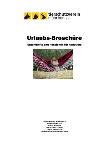 Urlaubsbroschuere 2009 - Tierheim München