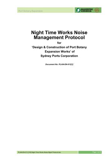 Night Time Works Noise Management Protocol for ... - Sydney Ports