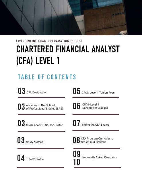 CFA 2023 COURSE CATALOG _November 2023 Exam Sitting