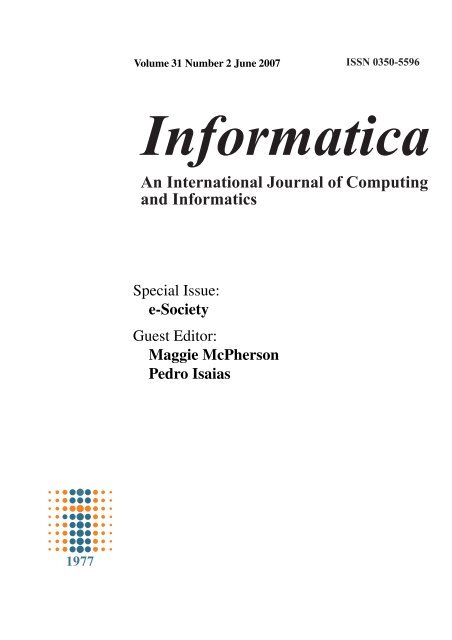 Special Issue: e-Society Guest Editor: Maggie ... - Informatica