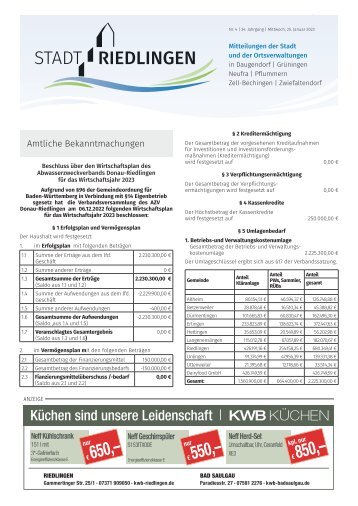 25.01.2023 Amtliches Mitteilungsblatt Riedlingen