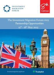 The Investment Migration Forum 2023 Partnership Opportunities
