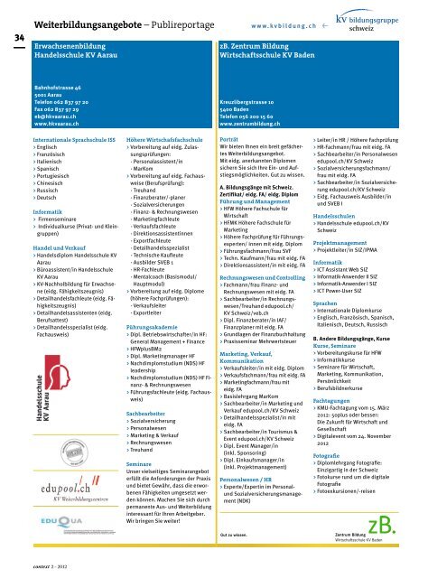 Nr. 2 / Februar 2012 - Fachhochschulen (PDF, 7242 kb - KV Schweiz