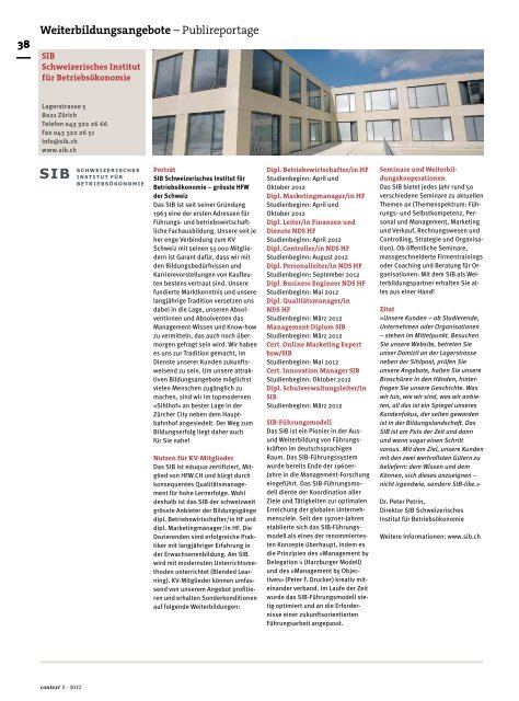 Nr. 2 / Februar 2012 - Fachhochschulen (PDF, 7242 kb - KV Schweiz