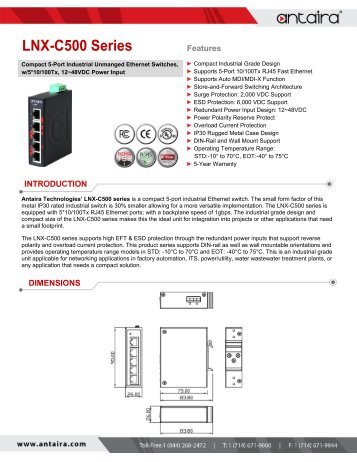 5 Port Compact Unmanaged Switch LNX-C500 Series Datasheet