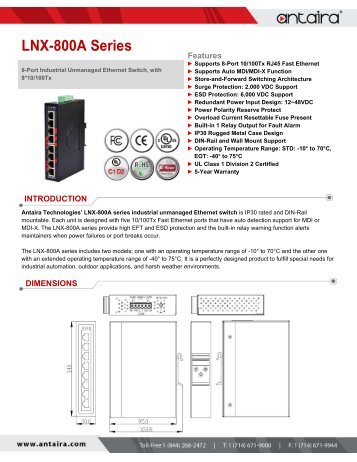 8 Port Unmanaged SwitchLNX-800A Series Datasheet