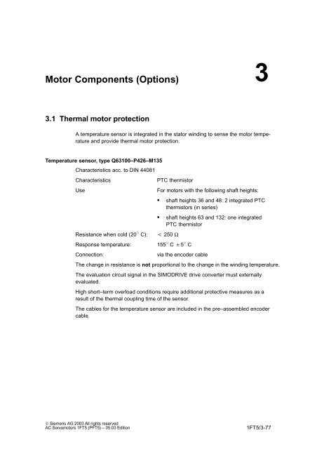 Planning Guide AC Servomotors 1FT5 - Siemens Automation and ...