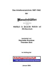 Inhaltsverzeichnis der Monatsblätter 1887-1942