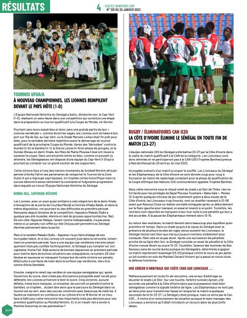 Journal wiwsport n128 - 30 janvier 2023