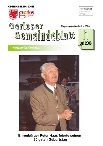 Gemeindezeitung Juli 2006 - Gemeinde Gerlos