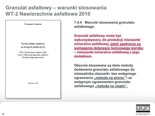 Wykorzystanie granulatu asfaltowego do podbudowy z ... - BLL Gdynia