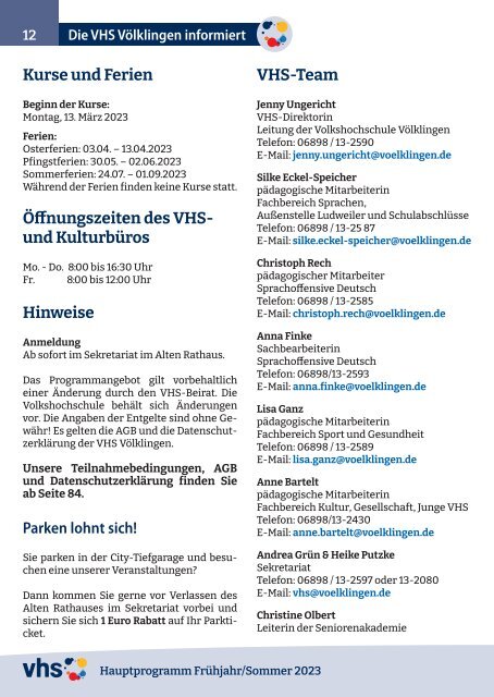 Hauptprogramm Frühjahr/Sommer 2023