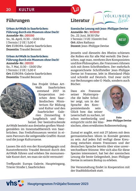 Hauptprogramm Frühjahr/Sommer 2023