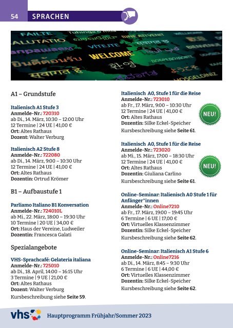 Hauptprogramm Frühjahr/Sommer 2023