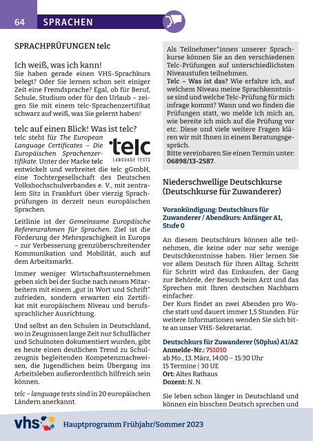 Hauptprogramm Frühjahr/Sommer 2023