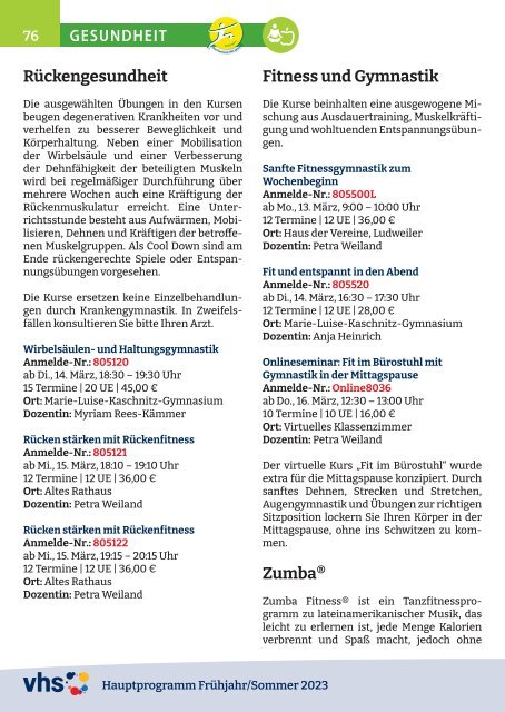 Hauptprogramm Frühjahr/Sommer 2023