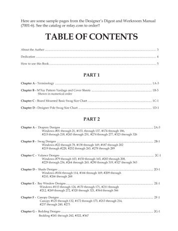 TABLE OF CONTENTS - M'Fay Patterns