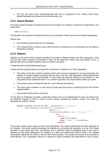 ATL: Atlas Transformation Language Specification of the ... - Eclipse