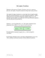 Common Laplace Transform Pairs Common Laplace Transform Pairs