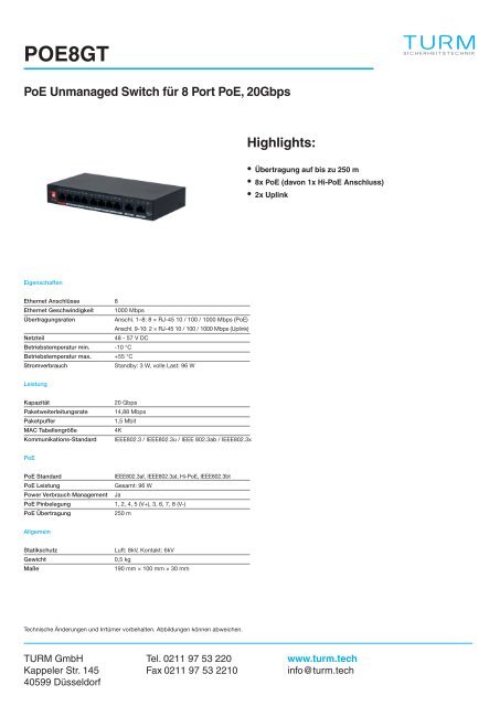 POE8GT Datenblatt