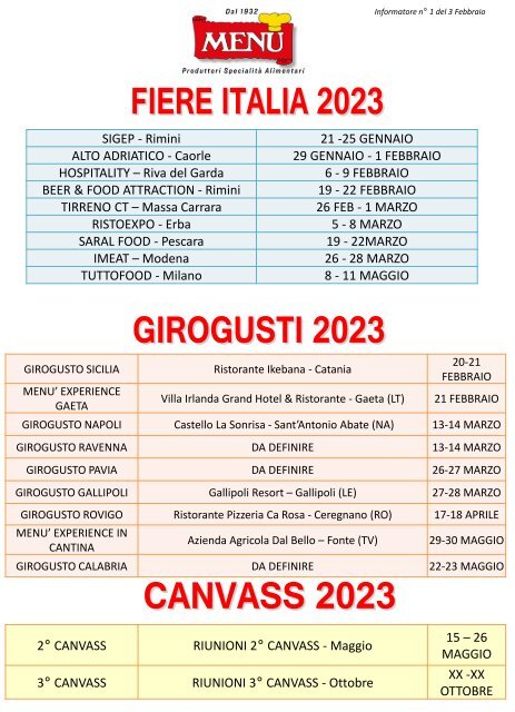 Informatore 2023 1° canvass