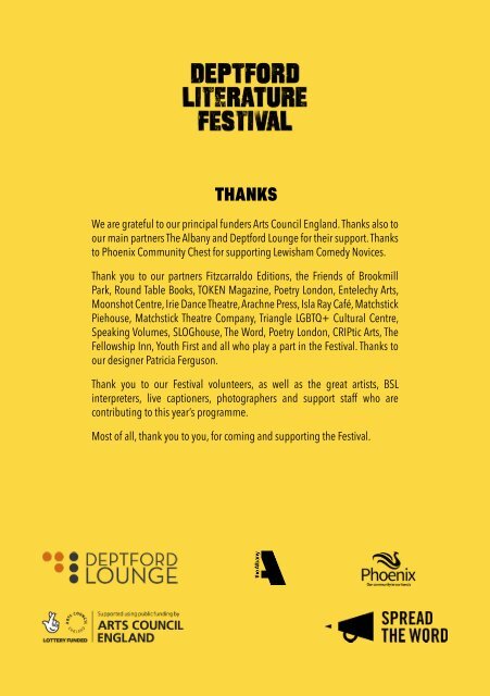 Deptford Literature Festival 2023 Programme