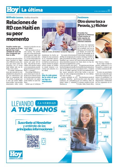 Edición impresa, lunes 06 de febrero de 2023