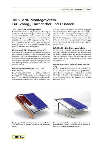 TRI-STAND Montagesystem Für Schräg-, Flachdächer und ... - Tritec