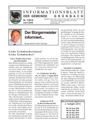 Liebe Grünbacher! Der Bürgermeister informiert... - Grünbach - Land ...