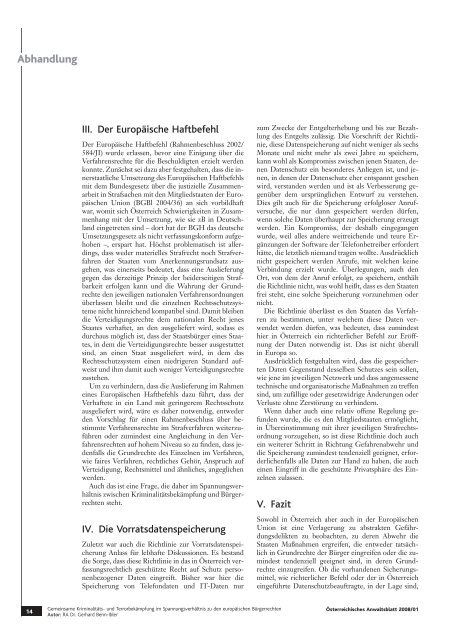 Anwaltsblatt 2008/01 - Österreichischer Rechtsanwaltskammertag