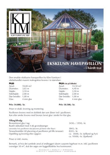 Klim Furniture - Havepavillon