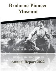 Bralorne Pioneer Museum Annual Report 2022