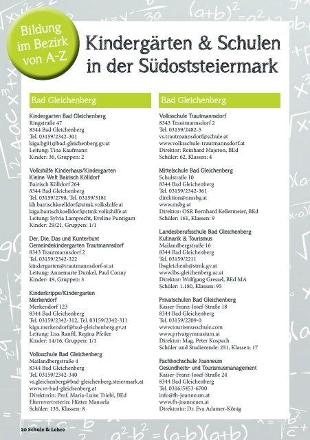 Schule & Lehre im Bezirk Süd- Oststeiermark