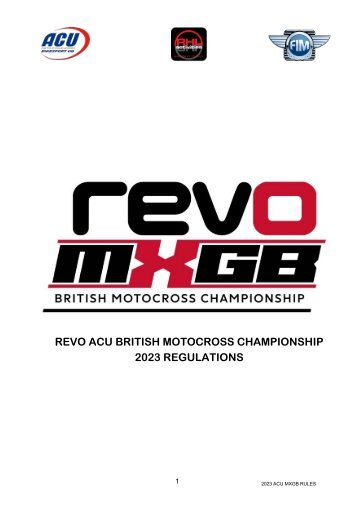 2023 REVO ACU BRITISH MOTOCROSS CHAMPIONSHIP REGULATIONS