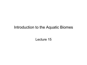 Introduction to the Aquatic Biomes