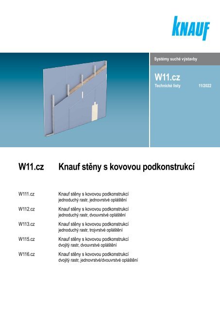 W11.cz Knauf stěny s kovovou podkonstrukcí W11.cz