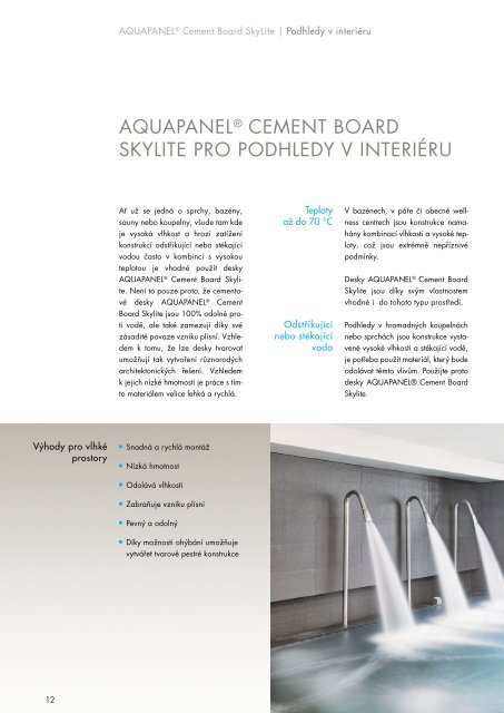 Cement Board SkyLite - Podhledy do interiéru a exteriéru Aquapanel® s odolností proti vodě