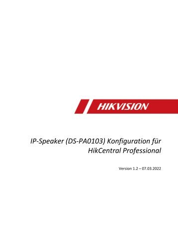 Howto - IP-Speaker Konfiguration HikCentral v2.2