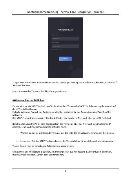 HowTo - Inbetriebnahmeanleitung Thermal Face Recognition Terminal